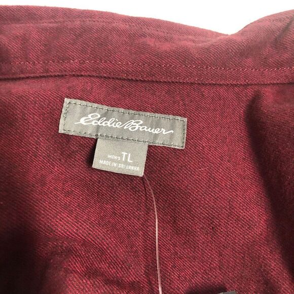 Eddie Bauer Shirt Mens Large Tall Maroon Field Flannel Chore Ranch Button Down - Picture 12 of 12